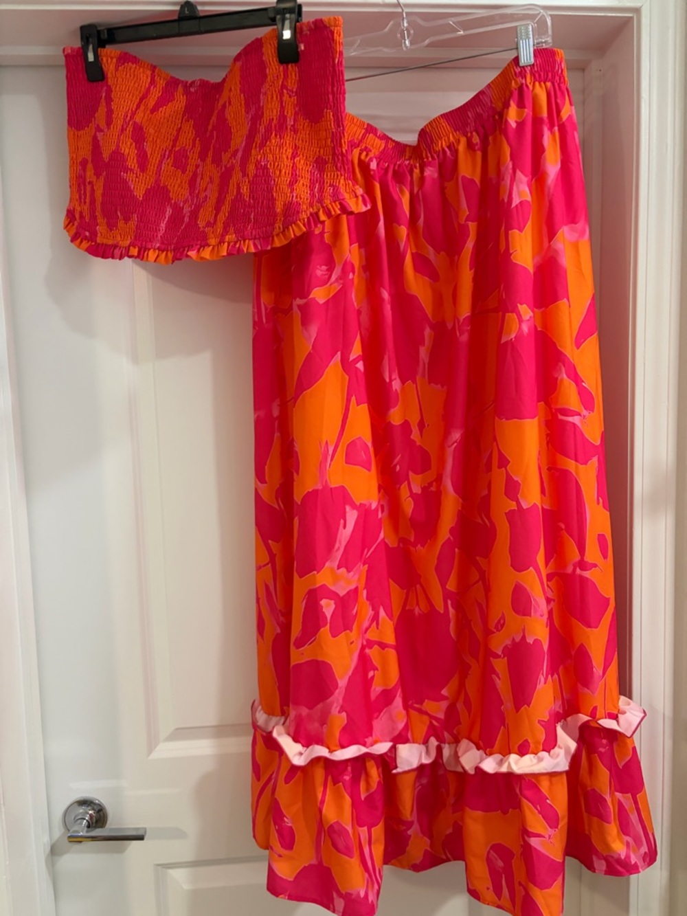 SHEIN Pink & Orange Floral Maxi Dress